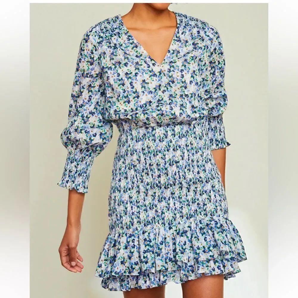Darrah smocked floral-print cotton-voile mini dress